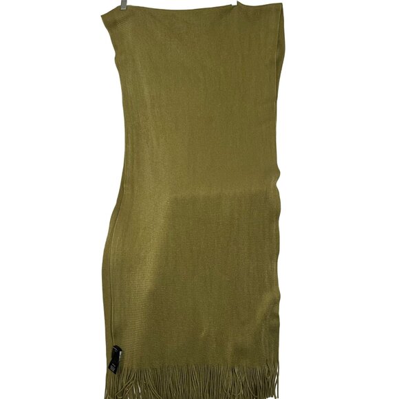 Olive Green Layers By Lizden Acrylic Fringe Wrap Scarf 90 x 24 - Picture 1 of 14